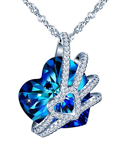 Collier de saphir bleu en argent 925 et zircon pour femme