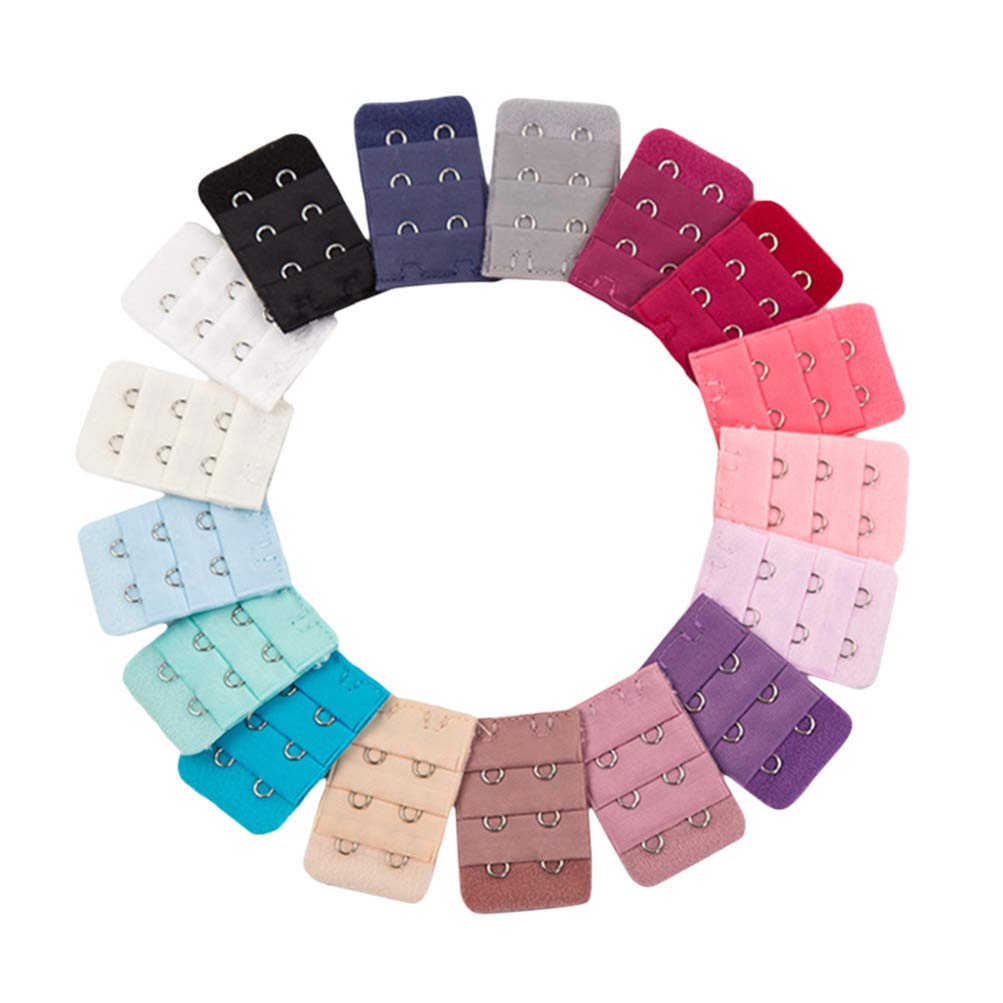 Ubervia 20pcs Bra Extenders 2 Hook 3 Row Elastic Bra Extension Strap Band Bra Extension Buckle for Women Random Color-image-24