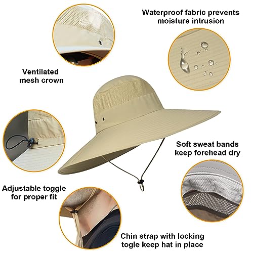 Image of Wide Brim Sun Hat for Men Women UV Protection Ventilated Summer Hats for Fishing Hiking Garden Beach