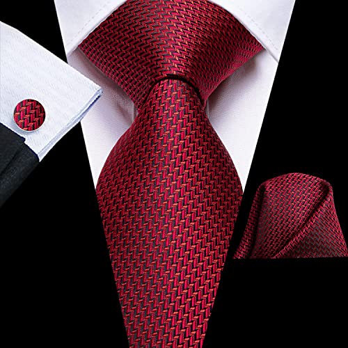 Image of Dubulle Mens Paisley Floral Silk Tie for Men Striped Necktie and Pocket Square Cufflinks Set Wedding Business