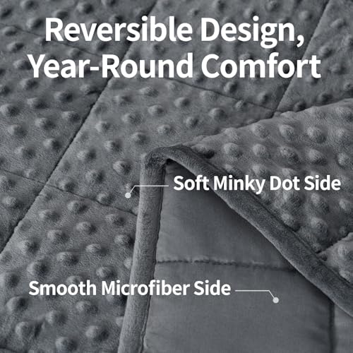 Image of Mr. Sandman Weighted Blanket for Adults Queen Size 15 lbs, Soft Cooling Heavy Minky Blanket for Sleep, Washable Throw Blanket with Glass Beads, 60 x 80 Inches, Dark Grey