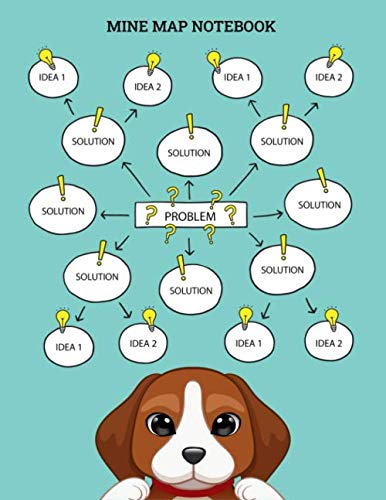 Mine Map Notebook: Cute Beagle Dog Mine Mapping Journal With Blank Mind Maps & Half Wide Ruled Lined Paper For Planning And Shaping Thoughts - Gifts ... For Women, Men & Teens Who Love Beagle Dog