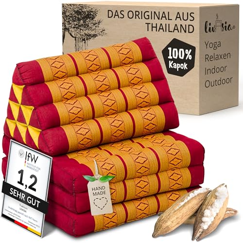 livasia Thaikissen mit 3 Auflagen - 175x50x8cm - Dreieckskissen mit...