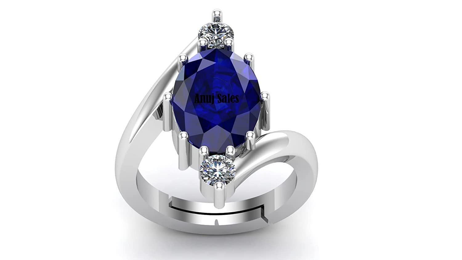 6.00 Carat Earth Mined AAA+ Quality Natural Blue Sapphire Neelam Panchdhatu Silver Plated Adjustable Gemstone Ring for Women's and Men's (Lab - Certified)