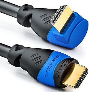 deleyCON 0.5m (1.64 ft.) HDMI 90° Angle Cable - Compatible with HDMI 2.0/1.4 - UHD 4K HDR 3D 1080p 2160p ARC - High speed with Ethernet - Black