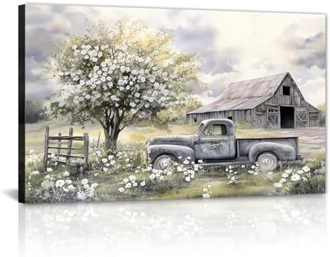 Amazon.com: GLOKAKA Country Farmhouse Canvas Wall Art Rustic Floral Old ...