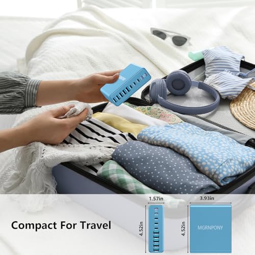 Image of 320W USB C Charger Block, MGRNPONY 10-Port GaN USB C Charging Station | PD 65W Laptop Fast Charger Adapter for MacBook Pro /Air, DELL, iPad, iPhone, Samsung Galaxy（Light Blue）