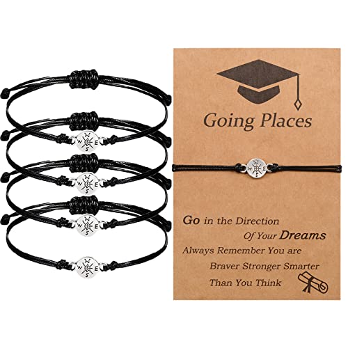 GBTBYS 5PCS Graduation Bracelet Gifts Her Him, 2026 Going Places, Graduate Compass College High School Inspirational Gifts for Women
