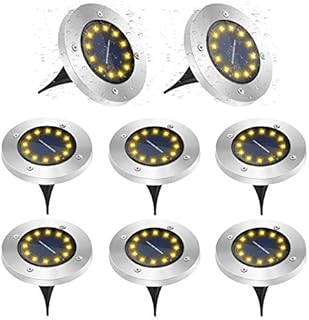 GREPRO Solar Lights Outdoor Garden 8 Pack, 12 LEDs Solar Garden Lights, Solar Ground Lights IP65 Waterproof, Solar Lights Powered for Pathway Lighting, Yard Lawn, Steps Decks, Fences, Walkway