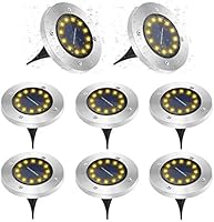 Solar Lights for Garden 8 Pack, 12 LEDs Solar Garden Lights, 6000K Outdoor Solar Lights IP65 Waterproof Decking Disk...