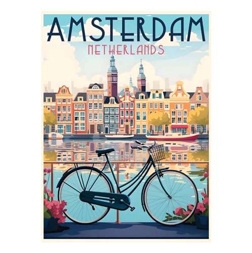 Imán decorativo plano souvenir Amsterdam 2 pulgadas