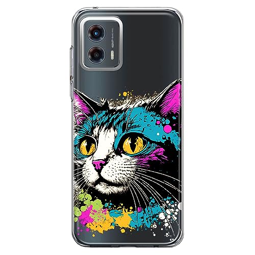 Coque Moto G 5G 2023 peinture chat Pop Art pour un style urbain et branché