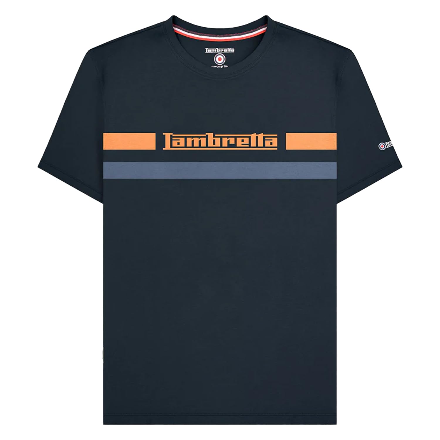 Lambretta Mens Chest Stripe Short Sleeve T-Shirt - Navy - 3XL