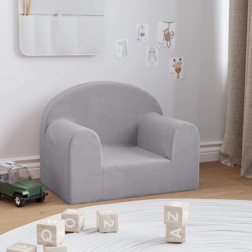 Genérico Sofá para niños Felpa Suave Gris Claro,Mobiliario para bebés y niños pequeños-357005