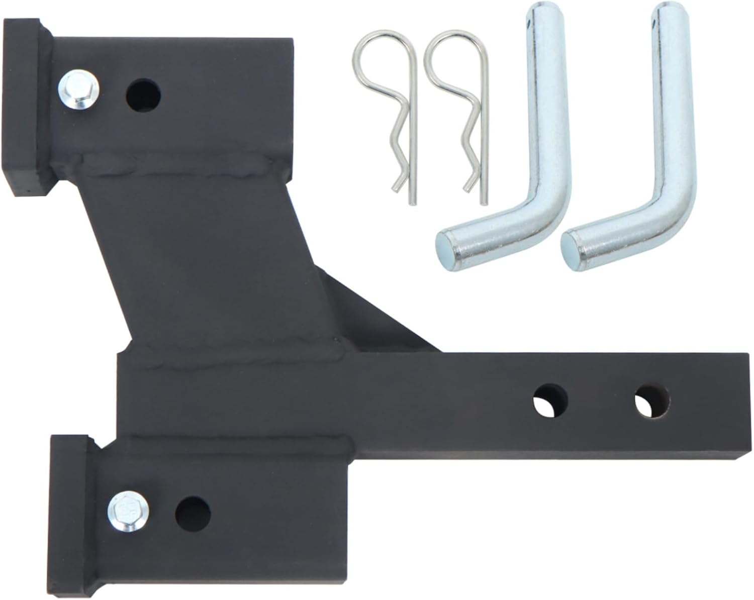 Silscvtt 2 inch Receiver Adjustable Trailer Dual Hitch Extension 2 inch Riser and 6 inch Drop 2 inch Solid Shank 10000 LBS Capacity with Pin Clip Matte Black Powder Coated