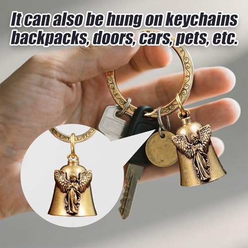 DHSUN Biker Guardian Bell Luck - Cloche d'équitation - Clochettes de moto avec 2 porte-clés - Accessoire de moto - Porte-clés en laiton - Son clair – vue 4