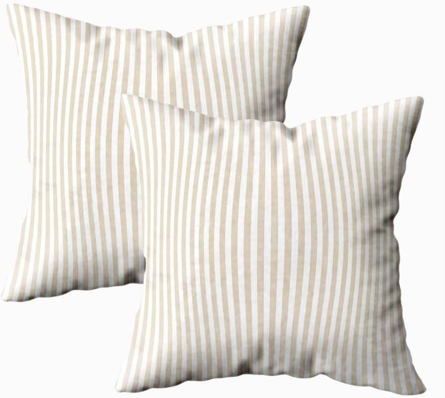 EMMTEEY Stripe Tan White Pillow Covers 26x26 Inch 2 Pcs Geometric Stripes Throw Pillow Covers Decorative Pillow Cases for Couch Bedroom Living Room