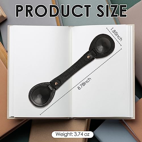Image of Leather Weighted Book Page Holder for Women Men, Book Weight Page Holder for Reading, Book Accessories Gift for Book Lovers (Black)