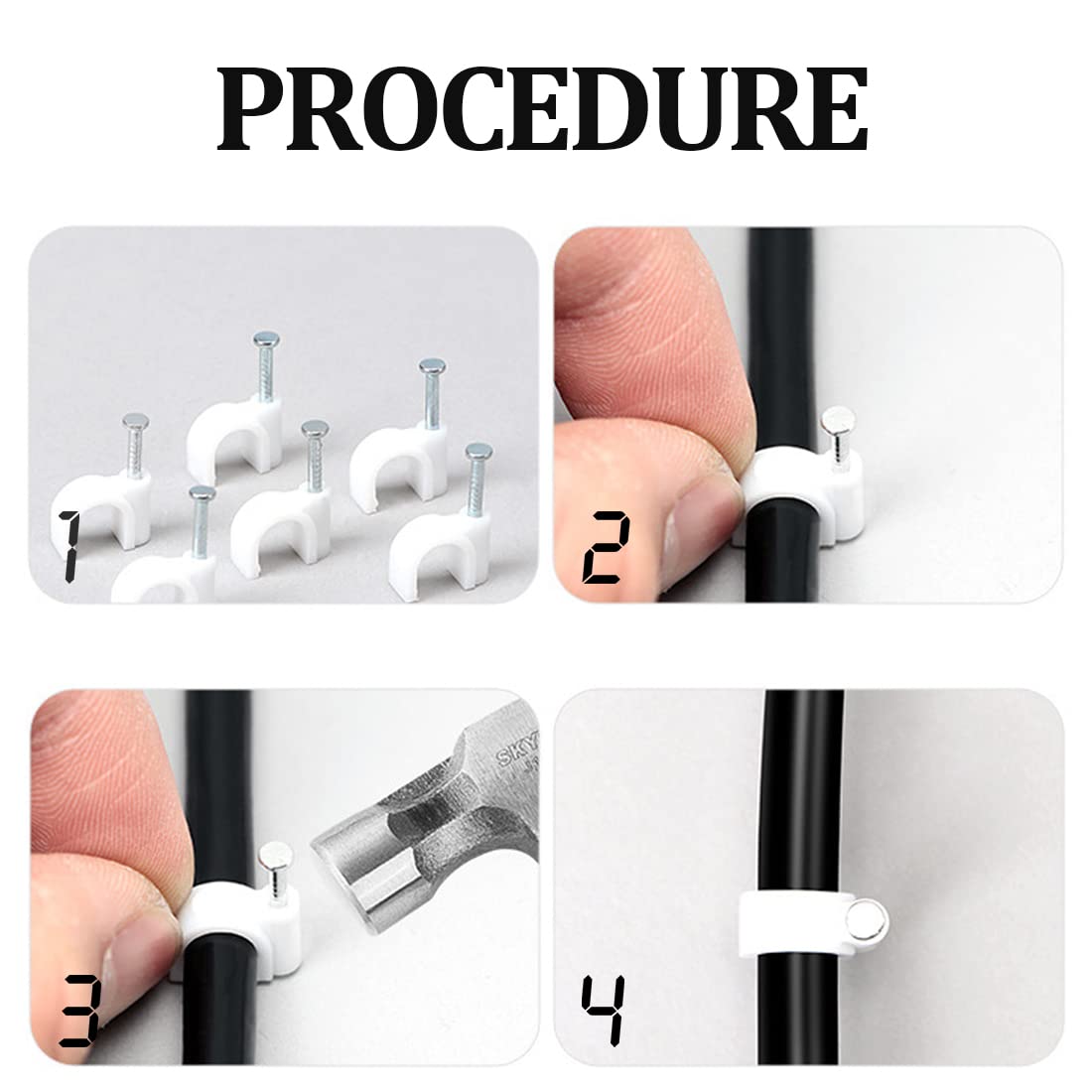 600 Fermacavi Con Chiodo - Nero, 4-12mm, Per Cavi Elettrici E Rete - Foto 4