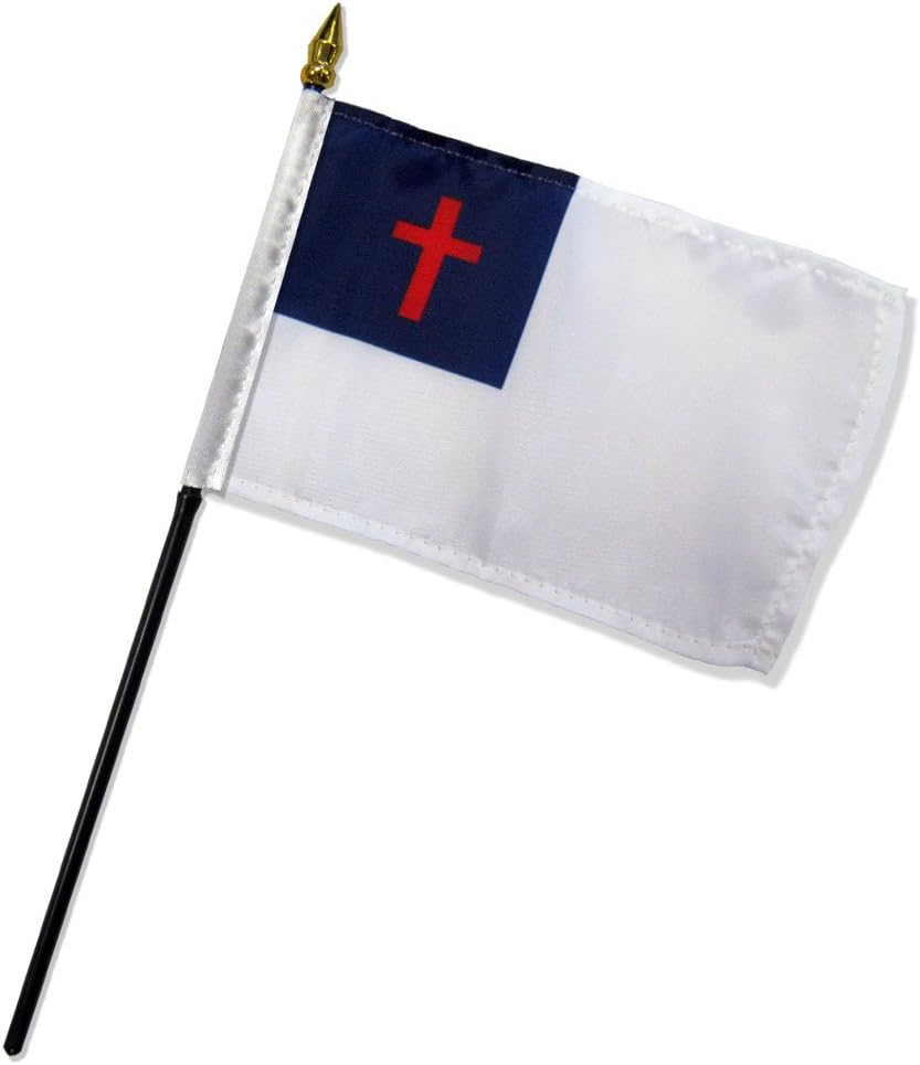 Quality Standard Flags One Dozen Christian Stick Flag, 4 by 6"