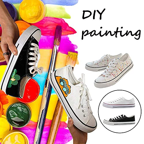Shcrtk Womens Shoes Low Top Lace Up Canvas Sneakers Casual Fashion Running Lightweight Breathable Low Cut Comfortable Canvas Shoes For Walking Black #TOP3