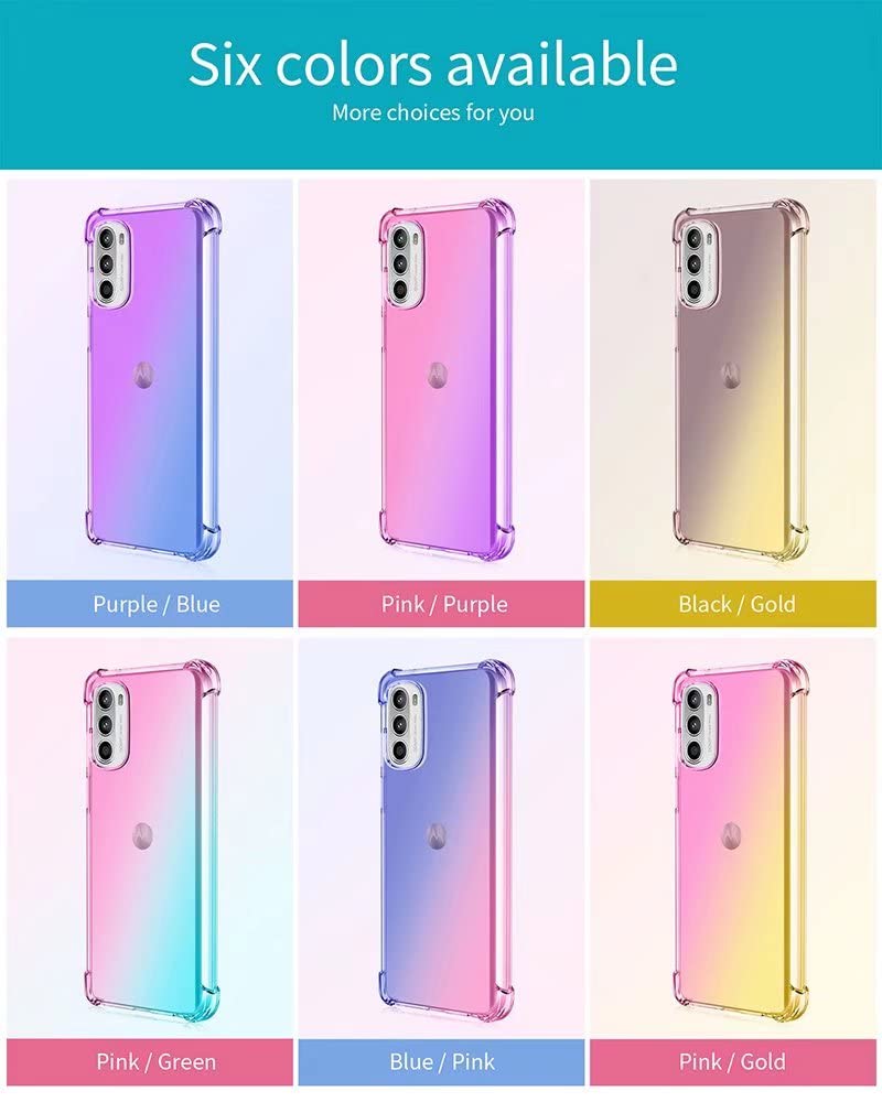 AMWEI TPU Sfumato Cover per Motorola Moto Edge 30 Neo/Edge 30 Lite Case, Custodia in Morbida Silicone TPU Anti-Graffio Antiurto Protettiva Shell Bumper (Blu Rosa