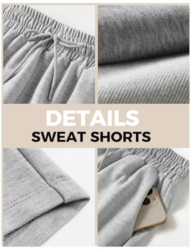 Buauty Women'S Sweat Shorts Sweatshorts Summer Lounge Cotton Drawstring Cute Fleece Shorts With Pockets Athletic Running Active Elastic Jersey French Terry Shorts 2024 Women Cloth Sweatpants Trendy Grey thumb #2