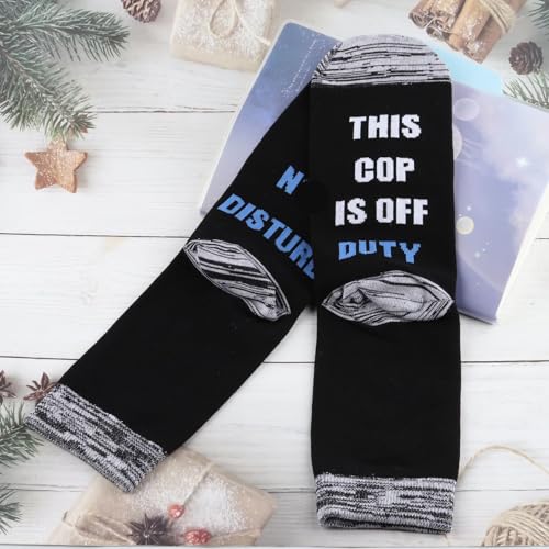 BLUPARK Police Officer Socks Policeman Gift Do Not Disturb This Cop Is Off Duty 1 Pairs Socks Graduation Police Gift3
