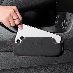 Car Seat Side Pocket Organizer Leather Mini Storage Bag for Auto Door Window Console Sunglass Eyeglass Card Pen Phone Holder Tray Pouch Vehicle Seat Gap Filler (KAFANLIN black)