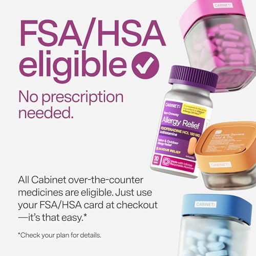 Cabinet: Fexofenadine Hcl 180mg Allergy Relief Tablets | Non-Drowsy Antihistamine for Indoor & Outdoor HSA/FSA (Aluminum - 30 Count)