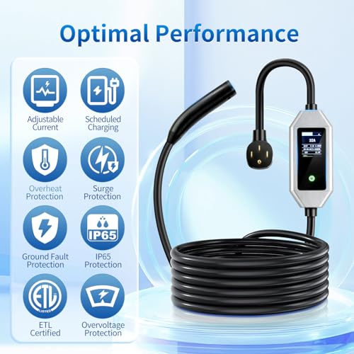 Image of Level 2 Tesla Charger 32A 240V 16.5FT Cable NEMA 14-50 Plug - Portable Home & Travel EV Charger for Tesla Models 3 /Y /S /X (NACS Compatible)