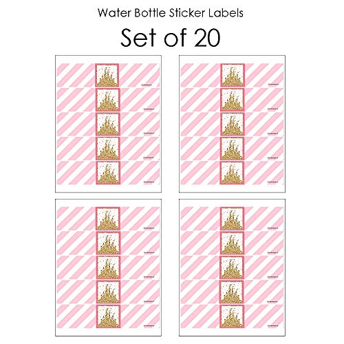 Little Princess Crown - Pink And Gold Princess Baby Shower Or Birthday Party Water Bottle Sticker Labels - Set Of 20 #TOP2