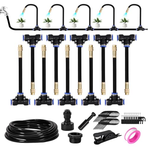 YONHESHI Bewässerungssystem- 360° Rundum-Bewässerung - Wassersparend,für Garten, Gewächshaus,balkon garten, Hochbeet & Blumenkübel (Schlauch10M)