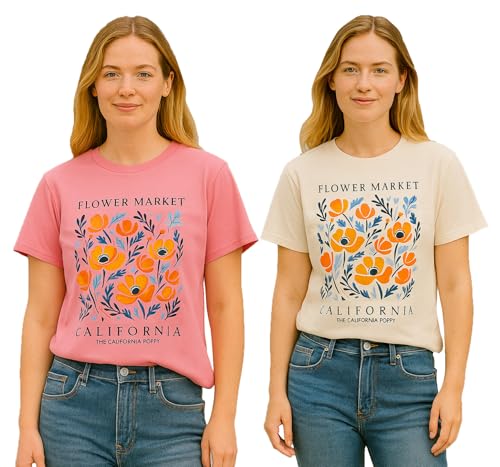 Image of Lymio T Shirt for Women's | Cute Printed Women's T-Shirts | Korean Style Casual Wear Tops | Available in Pack of 2 (T-W-L-04-06)