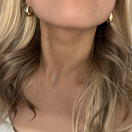 Apsvo Chunky Earring Dupes Gold Hoop Earrings For Women Girls, Lightweight Waterdrop Teardrop Hollow Open Hoops Hypoallergenic Gold Earrings Fashion Trendy Jewelry (Drop-Gd) #TOP2