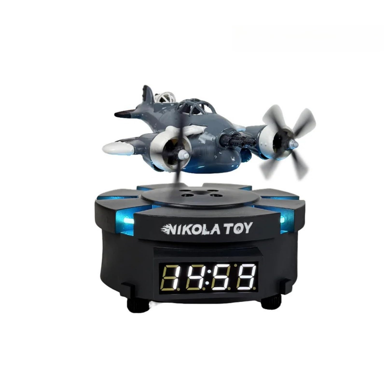 Airplane Magnetic Floating Desk Clock Creative, Simple Easy to Use Digital Clock, 12/24H for Living Room Office Bedroom
