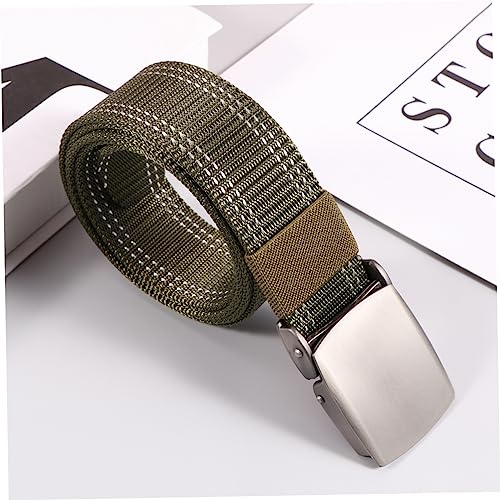 PartyKindom 1Pc Adjustable Lightweight Waist Belt for Men Breathable Durable Green Canvas Webbing for Outdoor Training and Casual Wear4