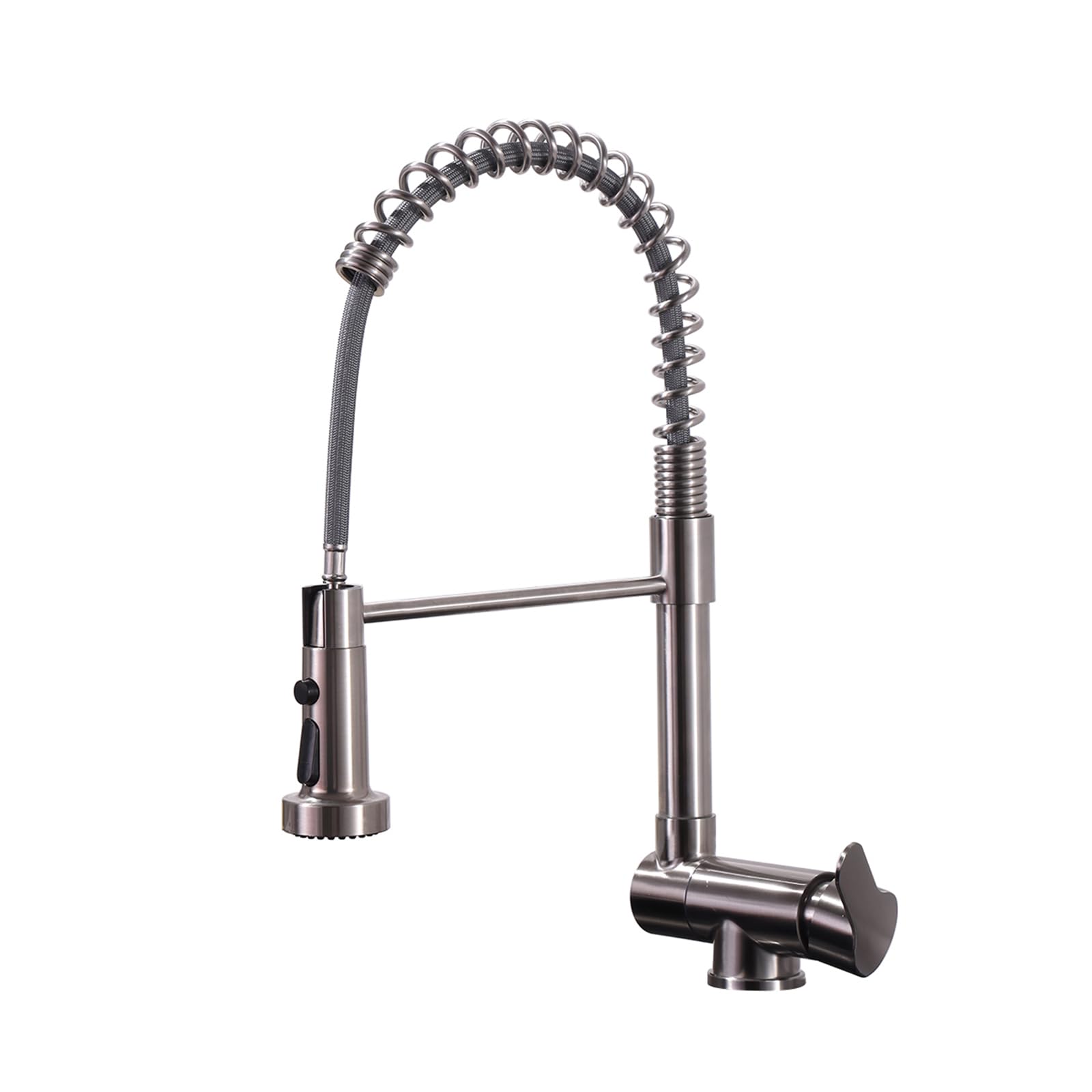 XJTNLB Grifo Cocina Abatible Bajo Ventana y Extraible Grifo Cocina Resorte Mezclador Fregadero Agua Fría y Caliente,Cepillado