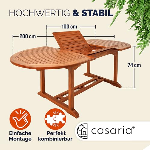 Casaria® Tavolo Da Giardino Resistente Certificato Fsc® Legno Di Eucalipto 200X100Cm Portata 160Kg Per Balcone Giardino Terrazza Balcone Esterno - 3