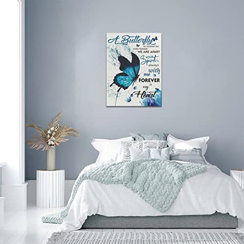 Blue Butterfly Wall Art Inspirational Memorial Wall Decor Butterfly Pictures Canvas Gift Prints Framed Modern Painting Artwork For Bathroom Living Room Kitchen Office 12"X16" #TOP1
