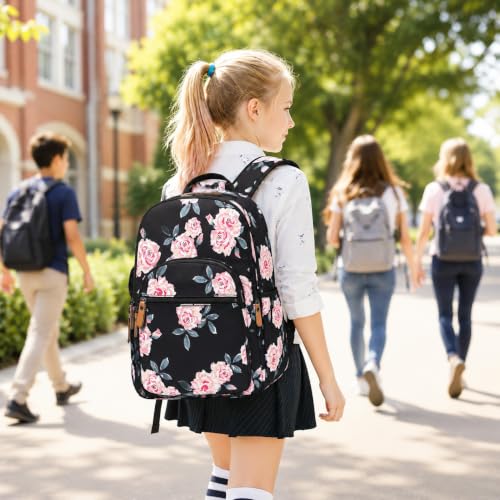 Image of Leaper Water-resistant Floral Laptop Backpack School Travel Bag Bookbags Satchel