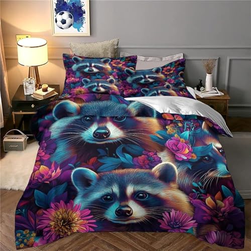 Housse de couette 3D raton laveur parure de lit double 200x200 microfibre résistante léger - 6