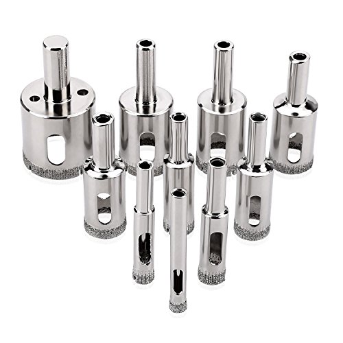 Soledi 10Pcs Diamond Coated Core Hole Saw Drill Bit Extractor Remover Set Tools For Tiles Marble Glass Ceramic etc