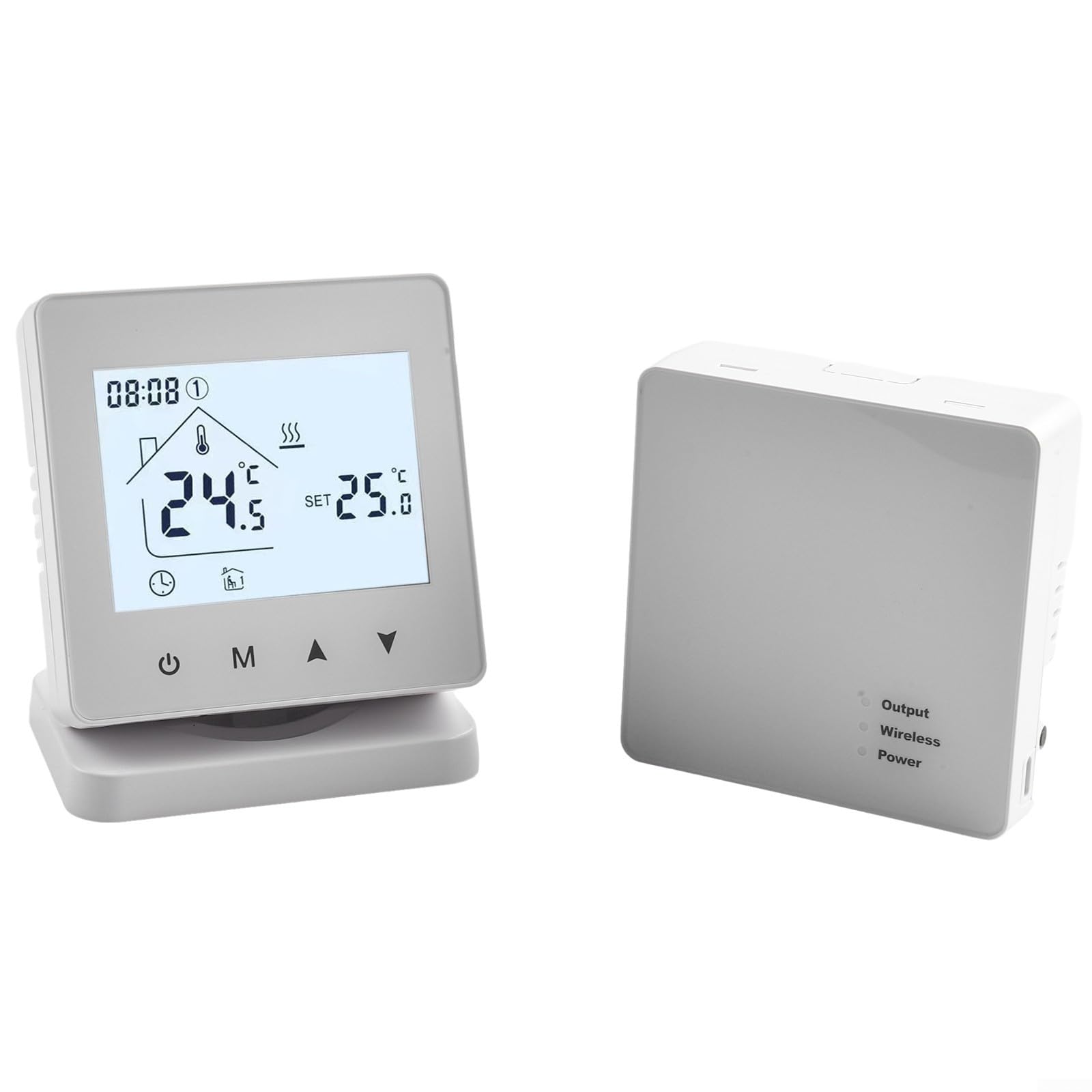 Termostato inteligente WiFi para calefacción central, controlador inalámbrico de habitación con receptor para calderas de gas por suelo radiante 86 x 86 mm (con WiFi)