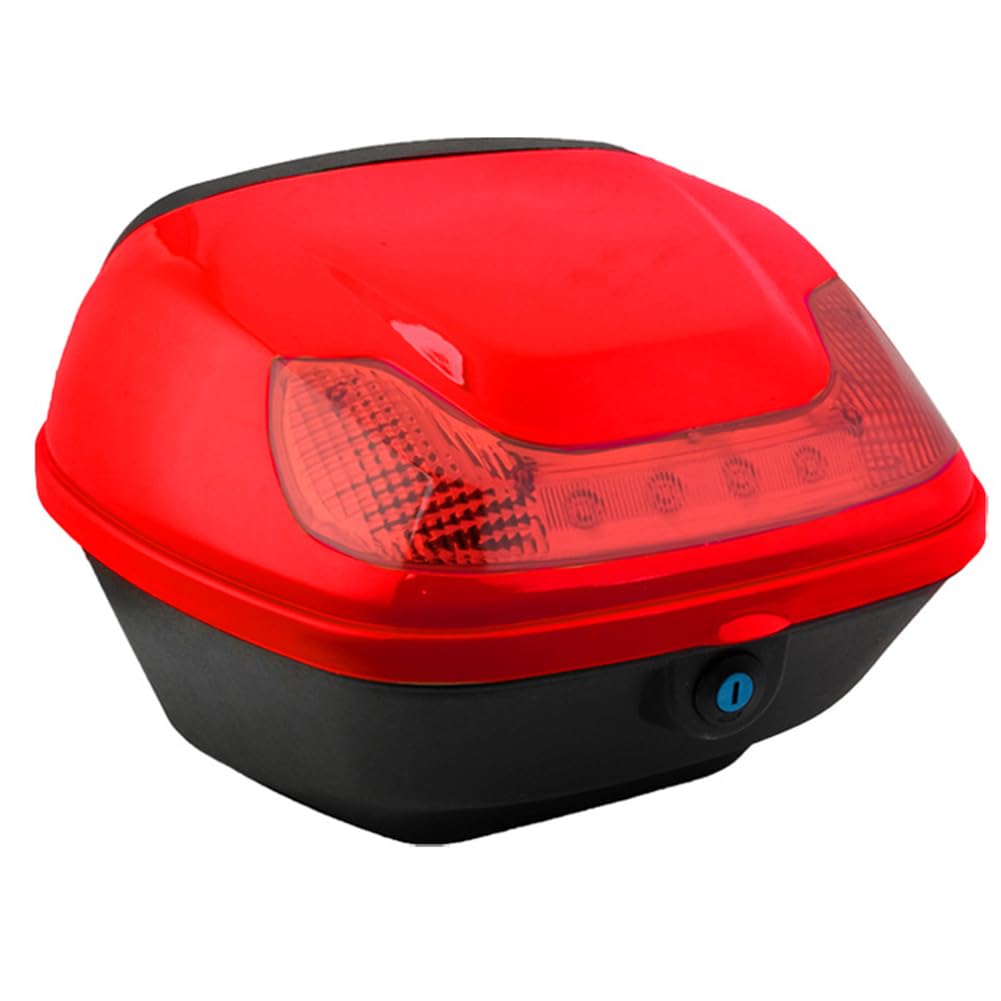 KFGISD, Waterproof Scooter Trunk Luggage Box, with Backrest And Security Lock Storage Carrier Case ,Motorcycle Top Box(Red)
