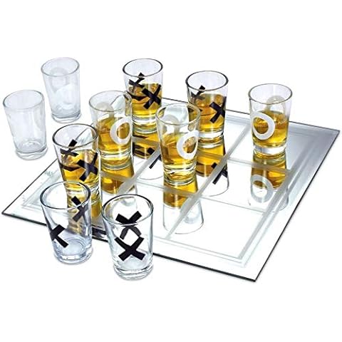 Dondor Enterprises Tic Tac Toe Shot Glass Drinking Game, Beer Bottle Opener Cap Game, His & Hers Wine Cork & Beer Cap Shadow Box (TIC TAC TOE) Cover
