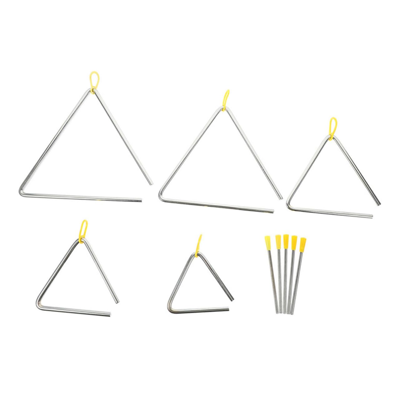 Triangolo Musicale in Ferro 5 Set con Bacchette per Bambini | Argento, Design Semplice e Lavorazione Fine, Leggero e Pratico, Back To School Party