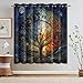 Tree of Life Curtains for Bedroom Decor, 54 Inches Long, Celestial Night and Day Fantasy Pattern Design Blackout Drapes, Tree of Life Curtains for Living Room, 2 Panels Set (E&-1659)