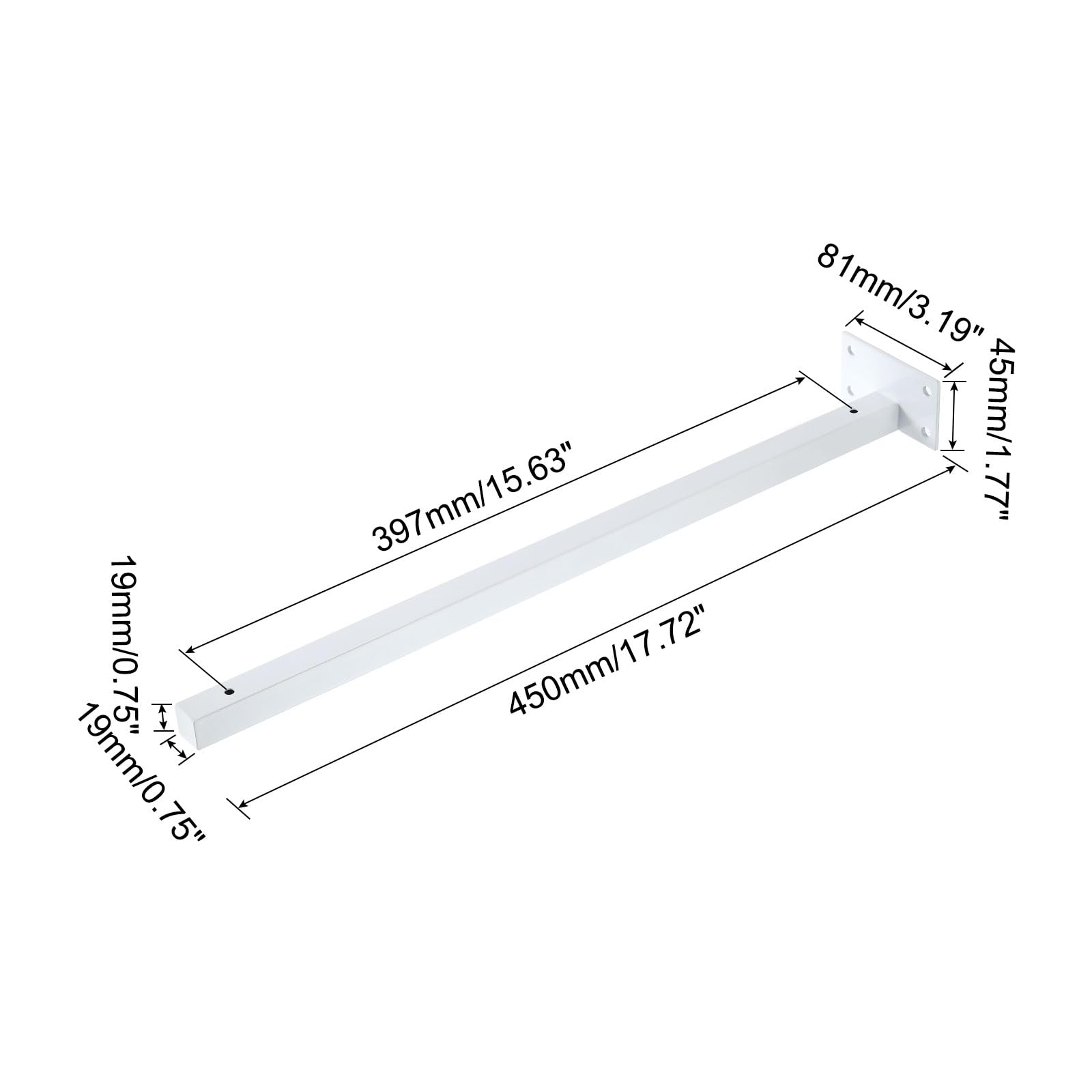 uxcell Soporte flotante para estante, paquete de 2 soportes ocultos de hierro de 18 pulgadas con tornillos y tubo de expansión para estantes de madera, para colgar en la oficina, sala de estar