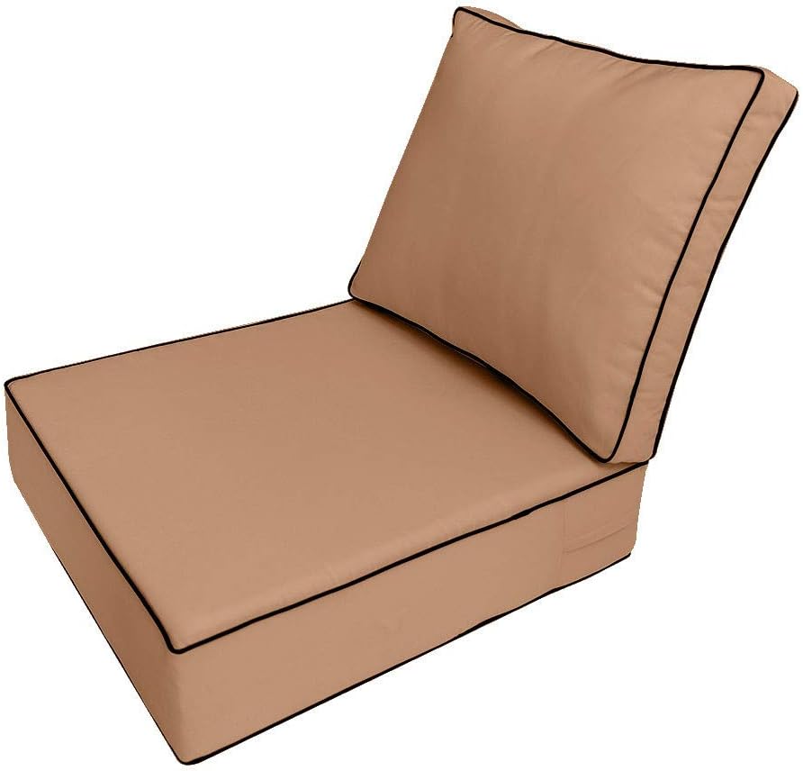 Prolinemax |SLIPCOVER ONLY| Outdoor Contrast Piped Deep Seat Back Pillow Cover Small AD104